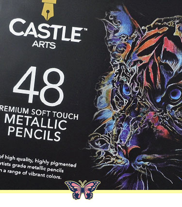 Castle Arts (Metallic Set) Colored Pencils Review for Adult Coloring -  Coloring Butterfly