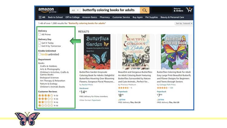 Coloring Book Amazon Search Parameters-Landing Page