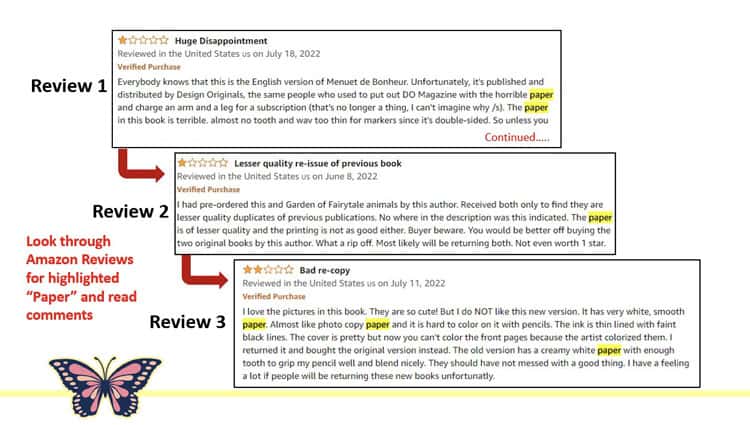 Google Amazon to find coloring books with poor-quality paper reviews 3