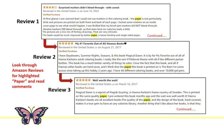 Google Amazon to find coloring books with poor-quality paper reviews 1